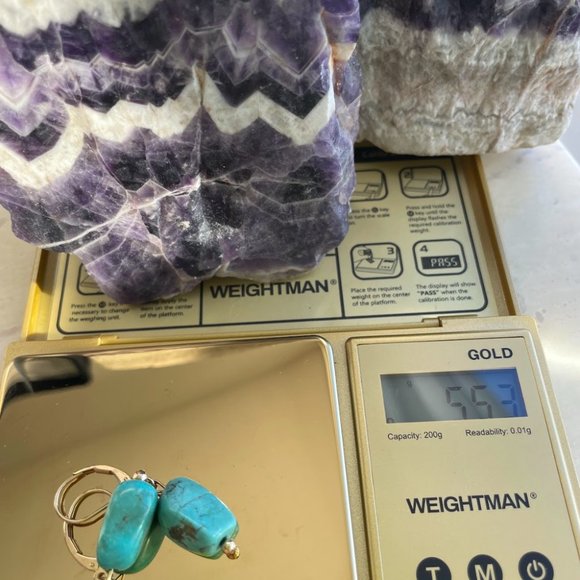 Vintage 14k Gold and Turquoise Dangle Earrings - Picture 5 of 5